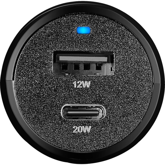 Best Buy essentials™ - 32 W Vehicle Charger with 1 USB-C & 1 USB Port - Black - Picture 3 of 8